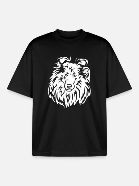 Collie Head "Black Edition" - Boxy Heavyweight Unisex Organic T-Shirt by Stanley/Stella - black