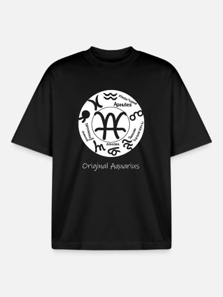 Zodiac sign Aquarius 002 white - Boxy Heavyweight Unisex Organic T-Shirt by Stanley/Stella - black