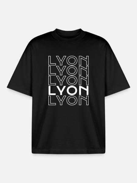 Lyon Typo Grid - Boxy Heavyweight Unisex Organic T-Shirt by Stanley/Stella - black