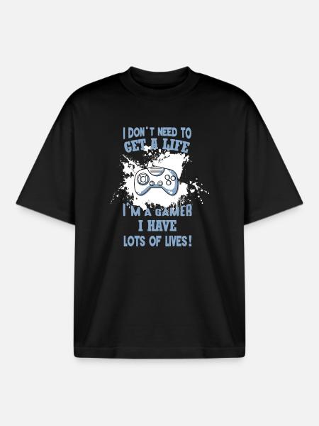 Gamer humor: full of lives - Boxy Heavyweight Unisex Organic T-Shirt by Stanley/Stella - black