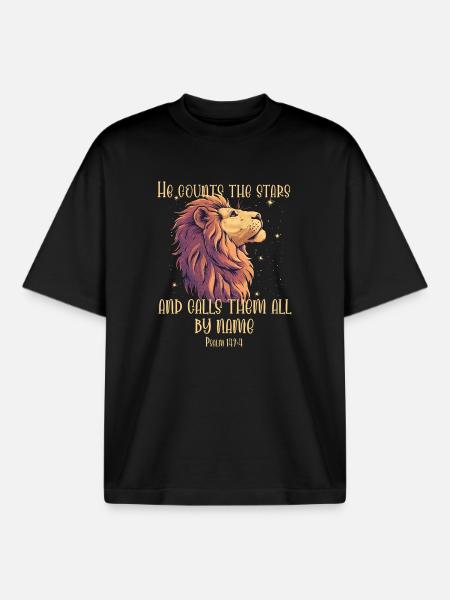 Löwe Bibelvers Christlich - Boxy Heavyweight Unisex Organic T-Shirt von Stanley/Stella - Schwarz