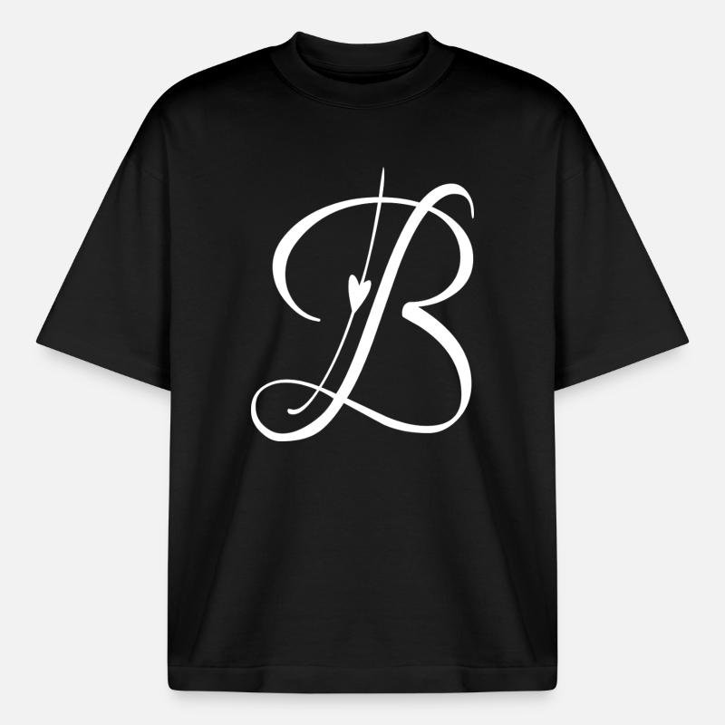 Buchstabe B Initiale Alphabet Monogramm Taschenstil - Boxy Heavyweight Unisex Organic T-Shirt von Stanley/Stella - Schwarz