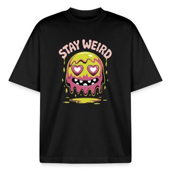Reste monstre slime bizarre - T-shirt unisexe boxy épais biologique Stanley/Stella - noir - Devant - AI Model Male 185 light (185cm) & AI Model Female 172 dark (172cm)