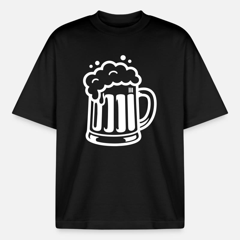 Beer Mug Comic Beer - Boxy Heavyweight Unisex Organic T-Shirt by Stanley/Stella - black