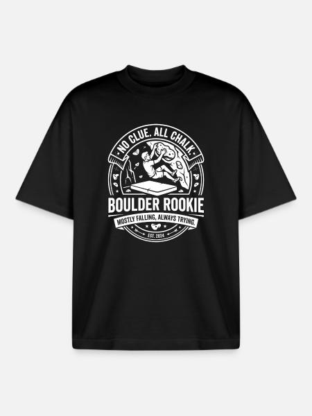 Boulder Rookie Climbing Logo - Boxy Heavyweight Unisex Organic T-Shirt by Stanley/Stella - black