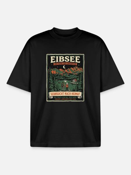 Eibsee Heimat - Boxy Heavyweight Unisex Organic T-Shirt von Stanley/Stella - Schwarz