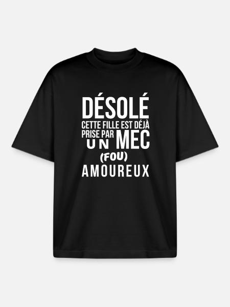 amoureux, amoureuse, fou amoureux - T-shirt unisexe boxy épais biologique Stanley/Stella - noir