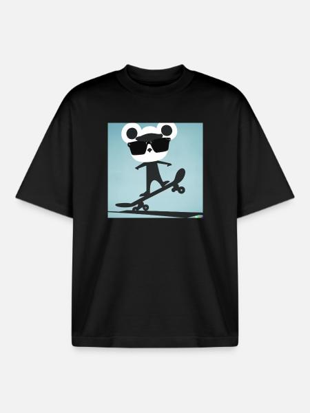 Skater Bär - Boxy Heavyweight Unisex Organic T-Shirt von Stanley/Stella - Schwarz