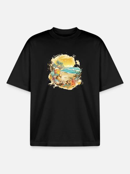 Beach Dream - Boxy Heavyweight Unisex Organic T-Shirt by Stanley/Stella - black
