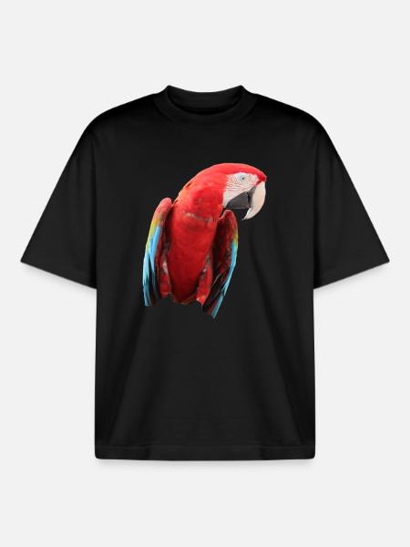 Parrots Bird T-shirt Gift - Boxy Heavyweight Unisex Organic T-Shirt by Stanley/Stella - black