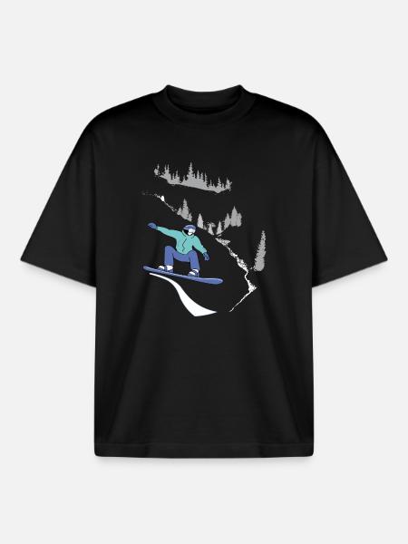 Snowboard, Winter Sports - Boxy Heavyweight Unisex Organic T-Shirt by Stanley/Stella - black