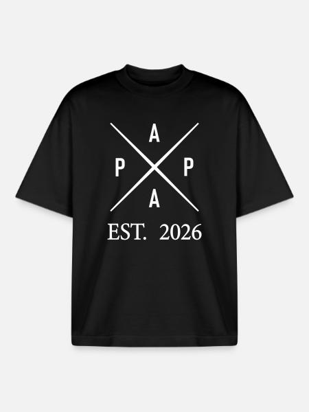 Papa Est. 2026 - Boxy Heavyweight Unisex Organic T-Shirt by Stanley/Stella - black