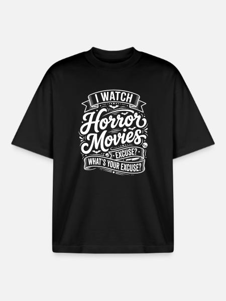 Je regarde des films d’horreur - T-shirt unisexe boxy épais biologique Stanley/Stella - noir