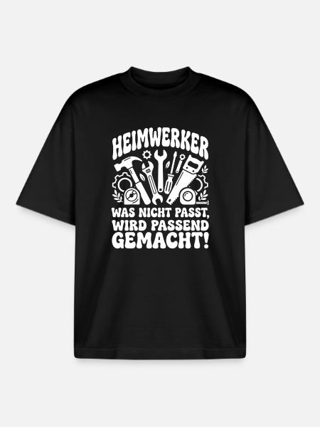 Heimwerker Spruch Werkzeug-Chaos - Boxy Heavyweight Unisex Organic T-Shirt von Stanley/Stella - Schwarz