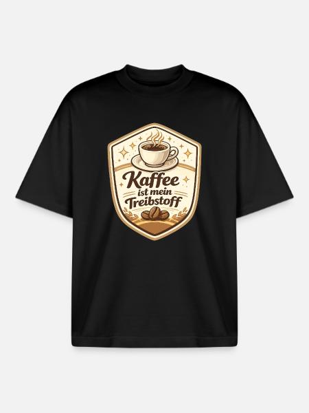 Kaffee ist mein Treibstoff Badge - Boxy Heavyweight Unisex Organic T-Shirt von Stanley/Stella - Schwarz