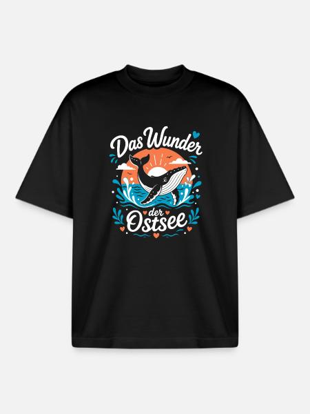 Wunder der Ostsee – Wal & Sonne - Boxy Heavyweight Unisex Organic T-Shirt von Stanley/Stella - Schwarz