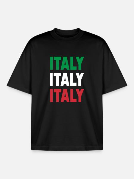 Italy / Gift / Gift Idea - Boxy Heavyweight Unisex Organic T-Shirt by Stanley/Stella - black