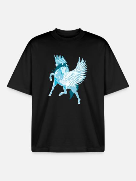 Pegasus Greek Mythology Winged Horse - Boxy Heavyweight Unisex Organic T-Shirt by Stanley/Stella - black