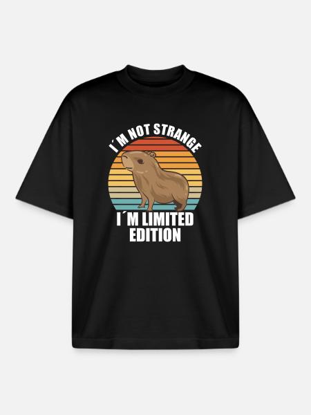 Capybara Zoo Animal Design - Boxy Heavyweight Unisex Organic T-Shirt by Stanley/Stella - black