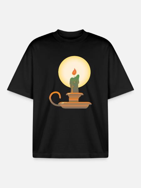 Candlestick | candlestick public Domain graphic - Boxy Heavyweight Unisex Organic T-Shirt by Stanley/Stella - black