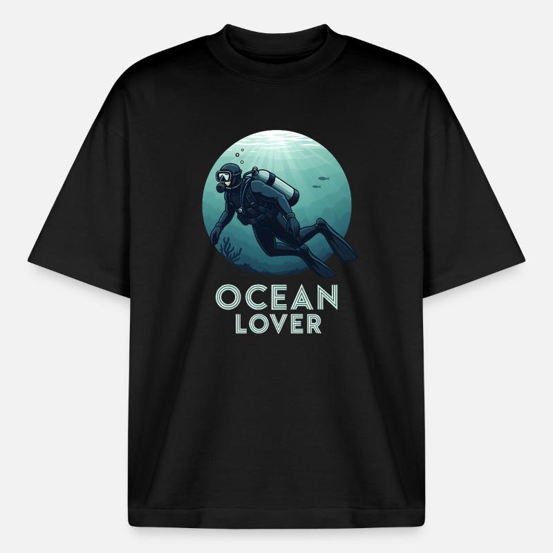 Ocean Lover Diver - Boxy Heavyweight Unisex Organic T-Shirt by Stanley/Stella - black