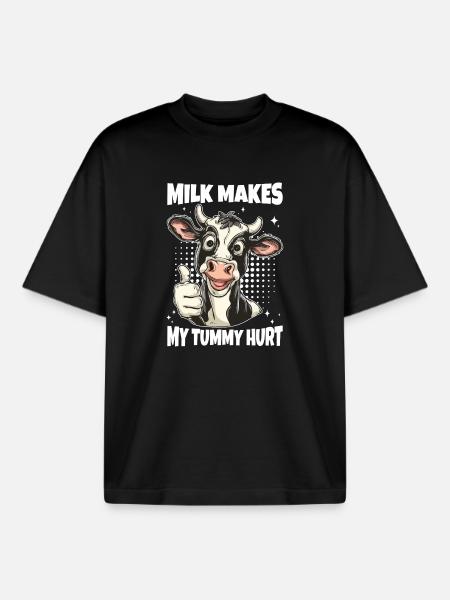Lactose Intolerant Cow Saying - Boxy Heavyweight Unisex Organic T-Shirt by Stanley/Stella - black