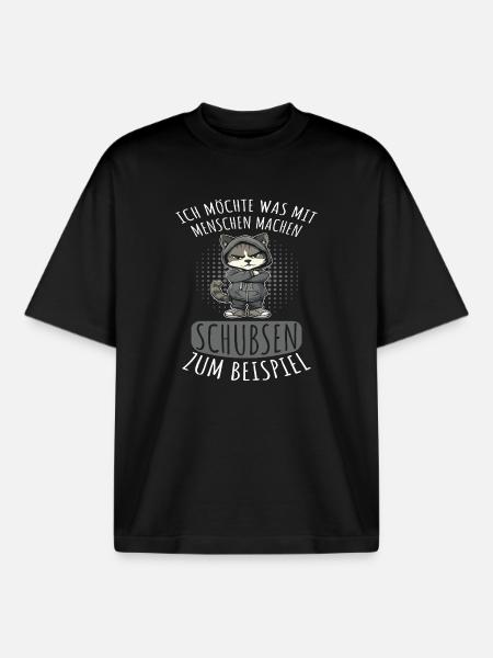 Menschen Schubsen Lustiger Spruch - Boxy Heavyweight Unisex Organic T-Shirt von Stanley/Stella - Schwarz