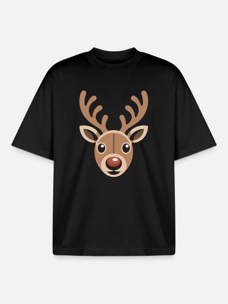 Reindeer Ugly Christmas - Boxy Heavyweight Unisex Organic T-Shirt by Stanley/Stella - black