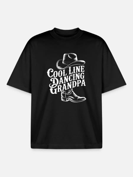 Line Dancing Grandpa - Boxy Heavyweight Unisex Organic T-Shirt by Stanley/Stella - black