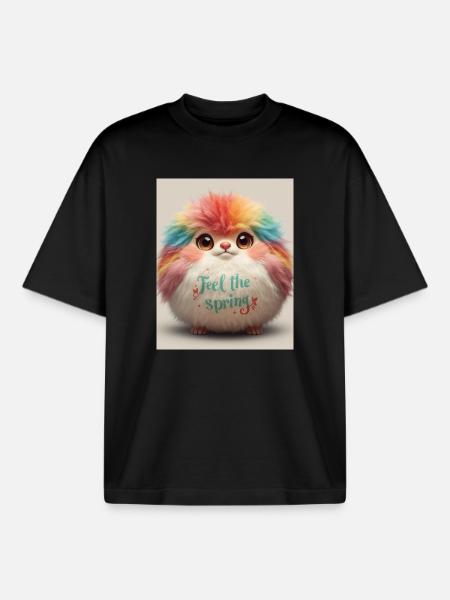 Feel the Spring Plush Critter - Boxy Heavyweight Unisex Organic T-Shirt by Stanley/Stella - black