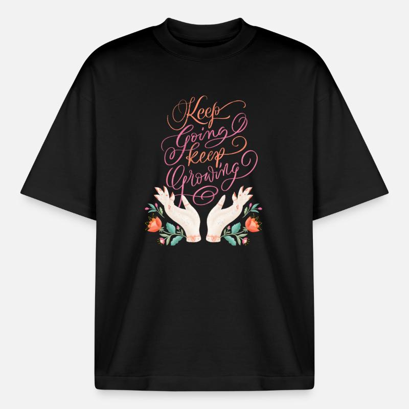Keep Going. Keep Growing. - Heavyweight Boxy Unisex T-Shirt by Stanley/Stella - black