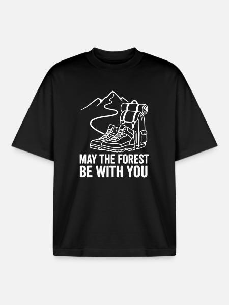 Waldpfad Abenteuer Bergwandern - Boxy Heavyweight Unisex Organic T-Shirt von Stanley/Stella - Schwarz
