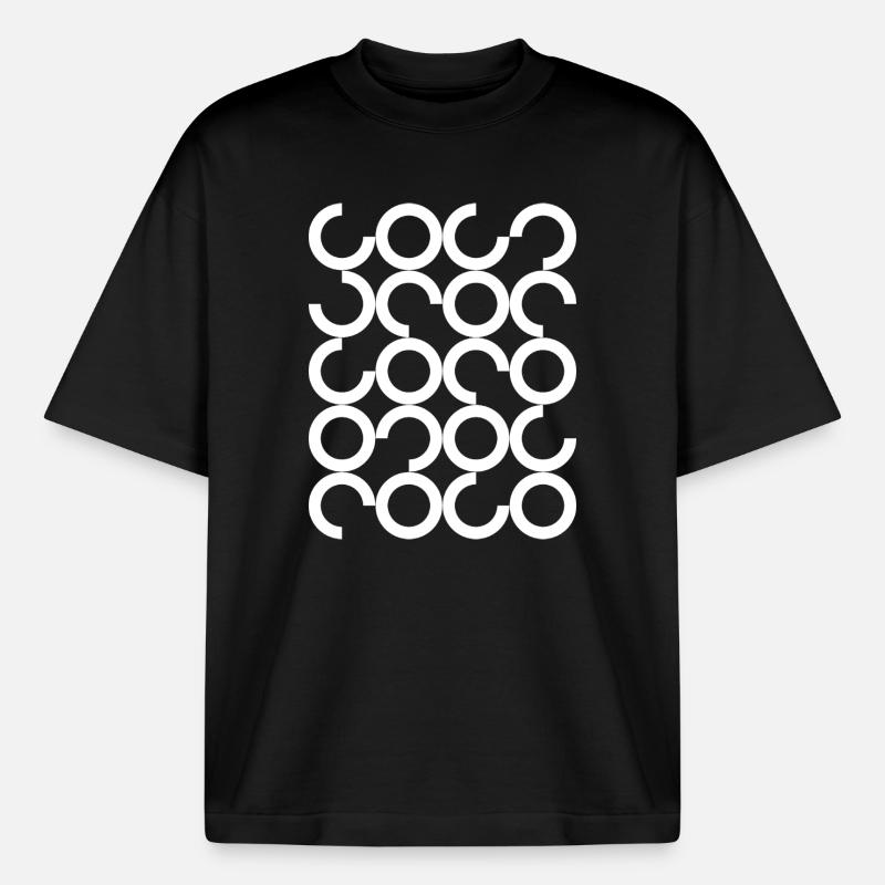 Interlocking Circle Chain Pattern - Boxy Heavyweight Unisex Organic T-Shirt by Stanley/Stella - black