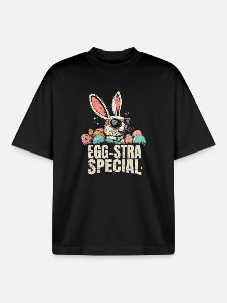 Eggsta Special Retro Bunny Easter - T-shirt unisexe boxy épais biologique Stanley/Stella - noir
