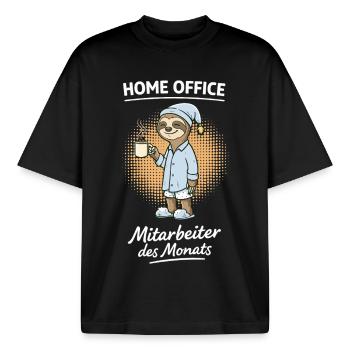 Home Office Mitarbeiter des Monats Faultier - Boxy Heavyweight Unisex Organic T-Shirt von Stanley/Stella - Schwarz - Vorne - AI Model Male 185 light (185cm) & AI Model Female 172 dark (172cm)