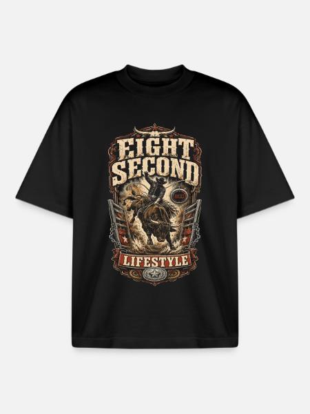 Rodeo American Eight Second Lifestyle - Boxy Heavyweight Unisex Organic T-Shirt by Stanley/Stella - black
