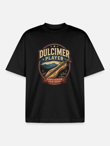  Hackbrett Dulcimer-Musiker Zupfinstrument - Boxy Heavyweight Unisex Organic T-Shirt von Stanley/Stella - Schwarz