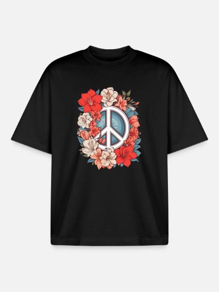 Peace Sign - Boxy Heavyweight Unisex Organic T-Shirt by Stanley/Stella - black