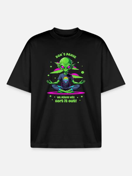 Alien régule cela ! - T-shirt unisexe boxy épais biologique Stanley/Stella - noir