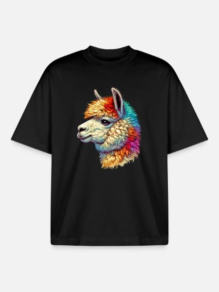Alpaca - Boxy Heavyweight Unisex Organic T-Shirt by Stanley/Stella - black