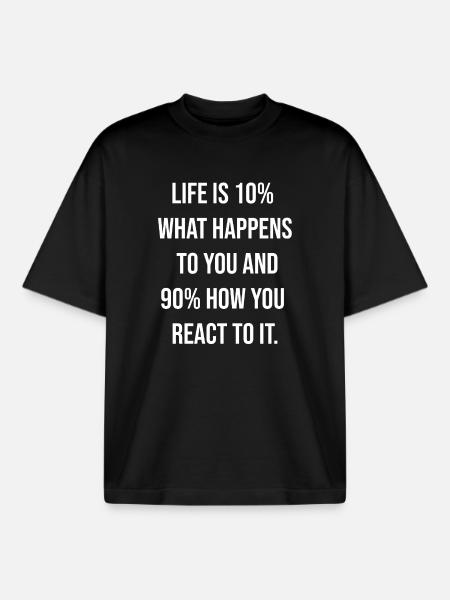 Reaction Power Quote Typography - Boxy Heavyweight Unisex Organic T-Shirt by Stanley/Stella - black