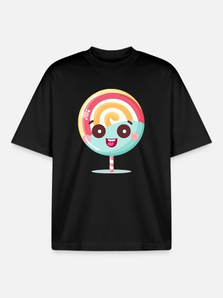 Cute lollipop charm motif - Boxy Heavyweight Unisex Organic T-Shirt by Stanley/Stella - black