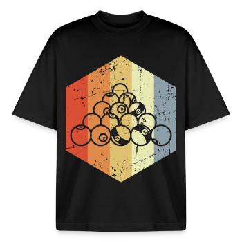 Vintage Billiards - Boxy Heavyweight Unisex Organic T-Shirt by Stanley/Stella - black - Front - AI Model Male 185 light (185cm) & AI Model Female 172 dark (172cm)