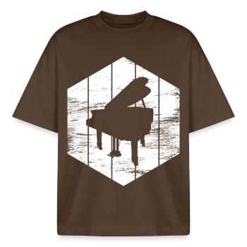 Wing - Boxy Heavyweight Unisex Organic T-Shirt by Stanley/Stella - mocha - Front - AI Model Male 185 light (185cm) & AI Model Female 172 dark (172cm)