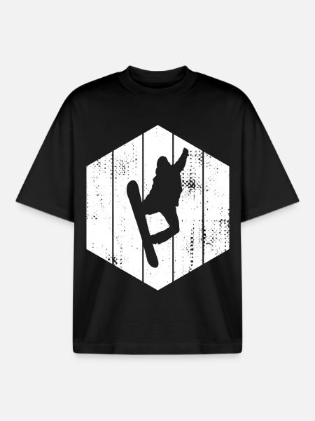 Snowboarder Drawing - Boxy Heavyweight Unisex Organic T-Shirt by Stanley/Stella - black