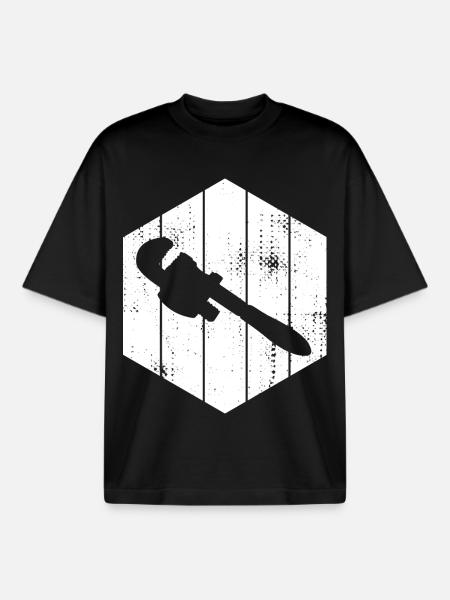 Pipe Wrench Sketch - Boxy Heavyweight Unisex Organic T-Shirt by Stanley/Stella - black