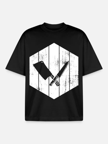 Knife Cleaver Drawing - Boxy Heavyweight Unisex Organic T-Shirt by Stanley/Stella - black