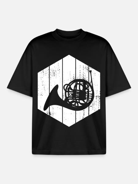 Sketch French horn - Boxy Heavyweight Unisex Organic T-Shirt by Stanley/Stella - black