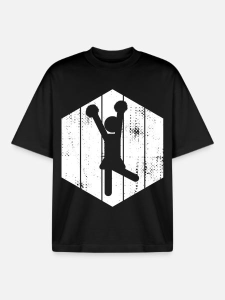 Funny Cheerleader Stick Figure - Boxy Heavyweight Unisex Organic T-Shirt by Stanley/Stella - black