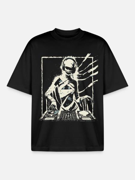 Futuristic DJ with Glitch Effects. - Boxy Heavyweight Unisex Organic T-Shirt by Stanley/Stella - black